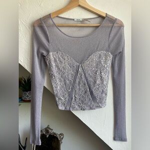 Sheer Lavender Lace & Mesh Top